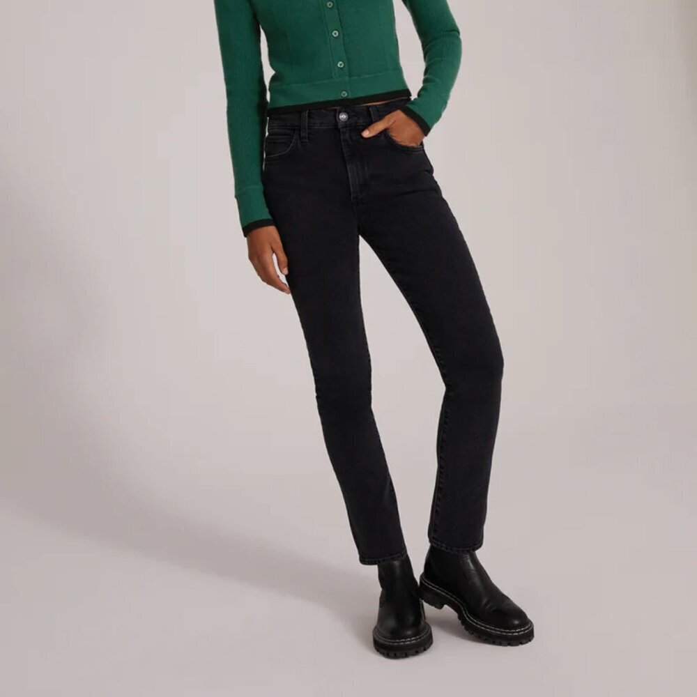 Favorite Daughter The Erin High Rise Slim Straight Jeans Boulder Washed Black 29